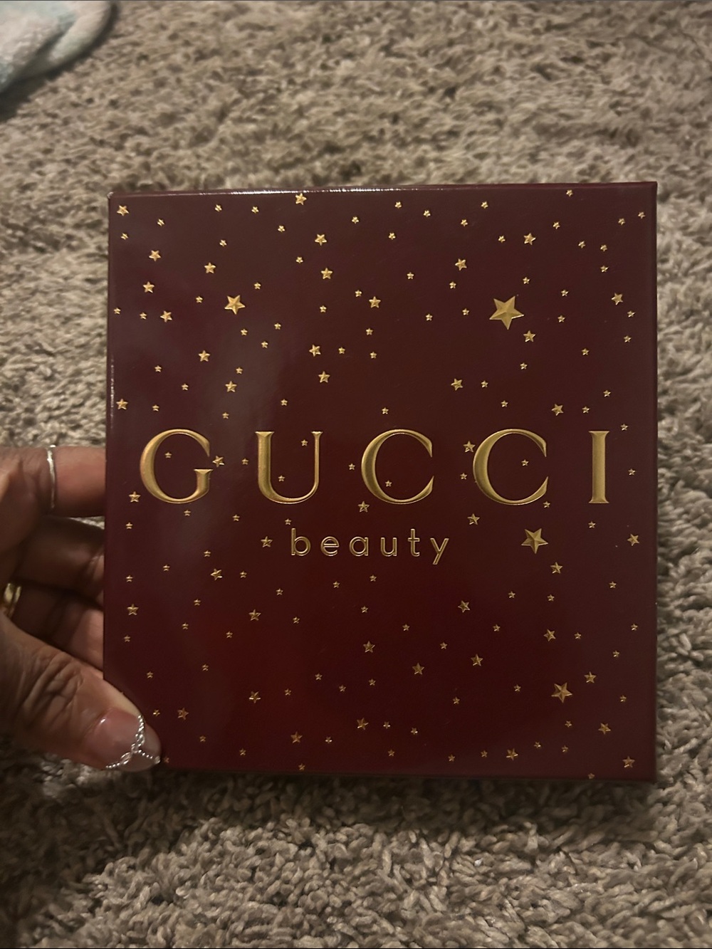 Gucci Beauty Burgundy and Gold Starry Gift Box